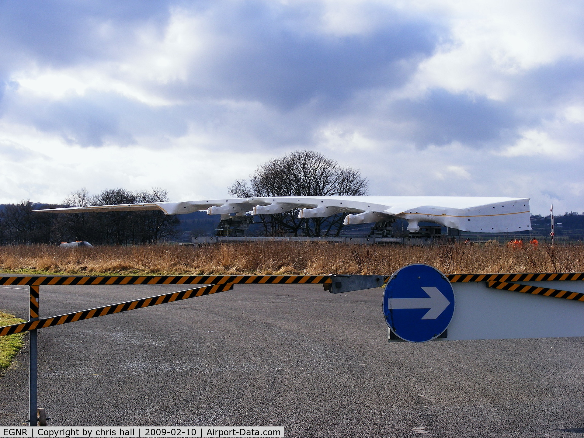 Hawarden Airport, Chester, England United Kingdom (EGNR) - another A380 wing leaving Hawarden