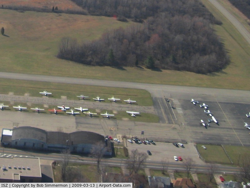 Blue Ash Airport, Cincinnati, Ohio United States (ISZ) - View of the ramp from pattern altitude.
