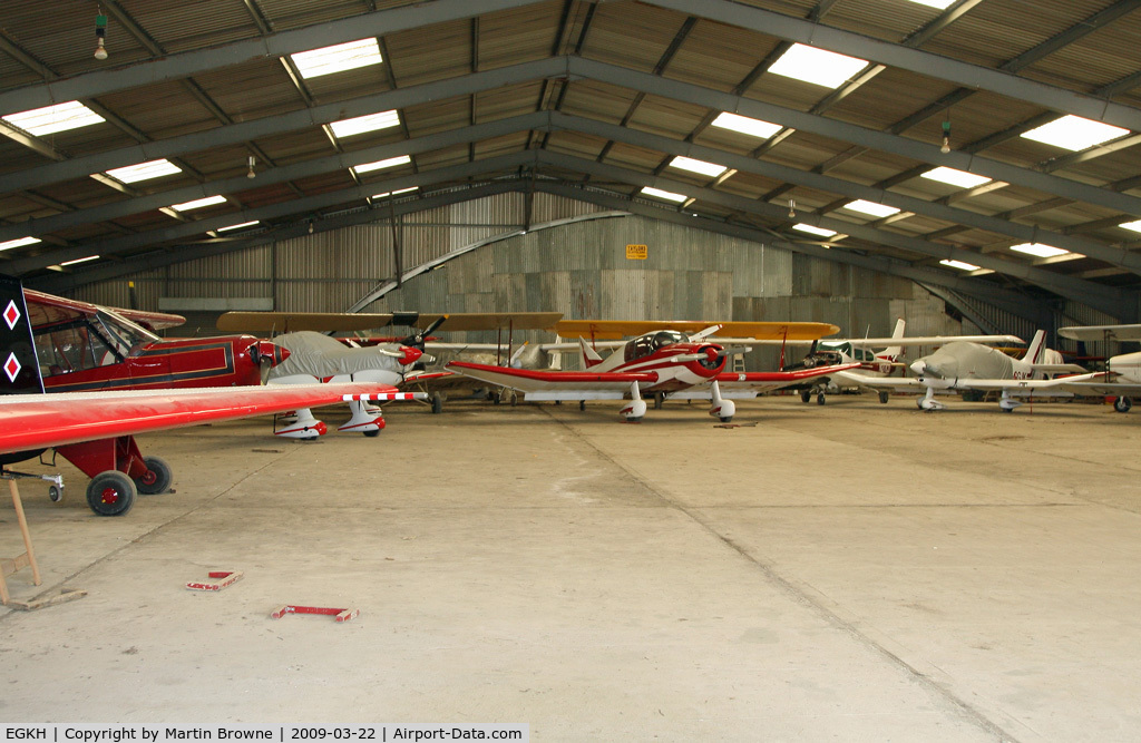 Lashenden/Headcorn Airport, Maidstone, England United Kingdom (EGKH) - Inside the main hangar - view one.