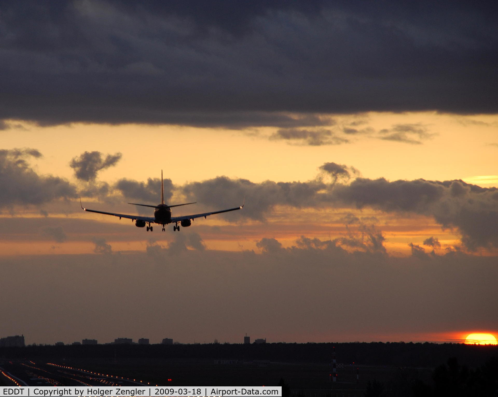 Tegel International Airport (closing in 2011), Berlin Germany (EDDT) - Touch down in late sunlight