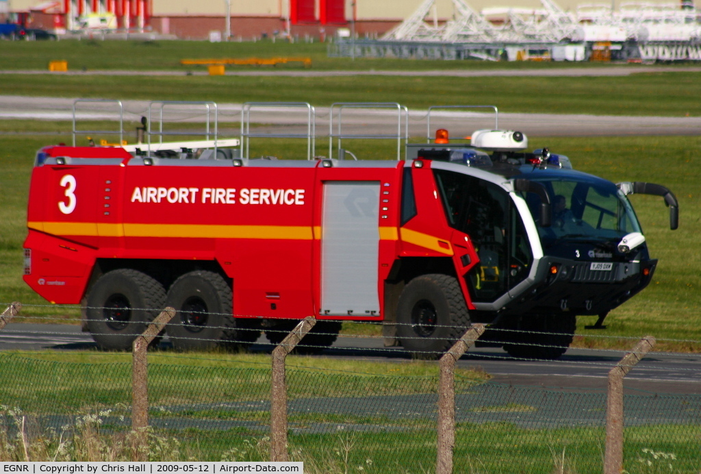 Hawarden Airport, Chester, England United Kingdom (EGNR) - new fire truck at Hawarden