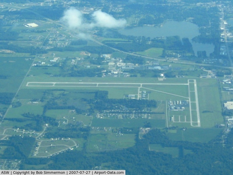 Warsaw Municipal Airport (ASW) - Looking south from 10000'