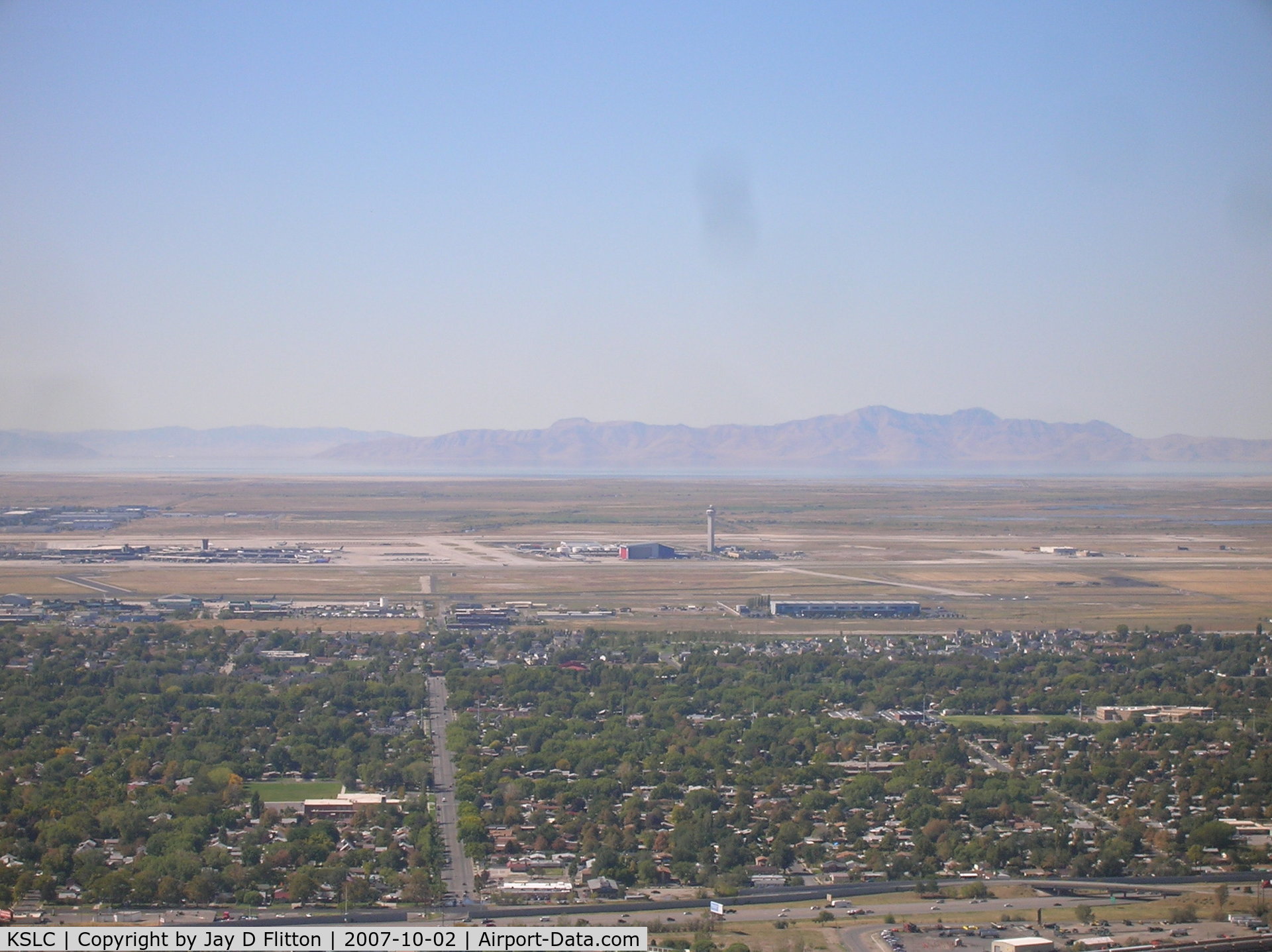 Salt Lake City International Airport (SLC) - Salt Lake Airport from the East at low altitude.
