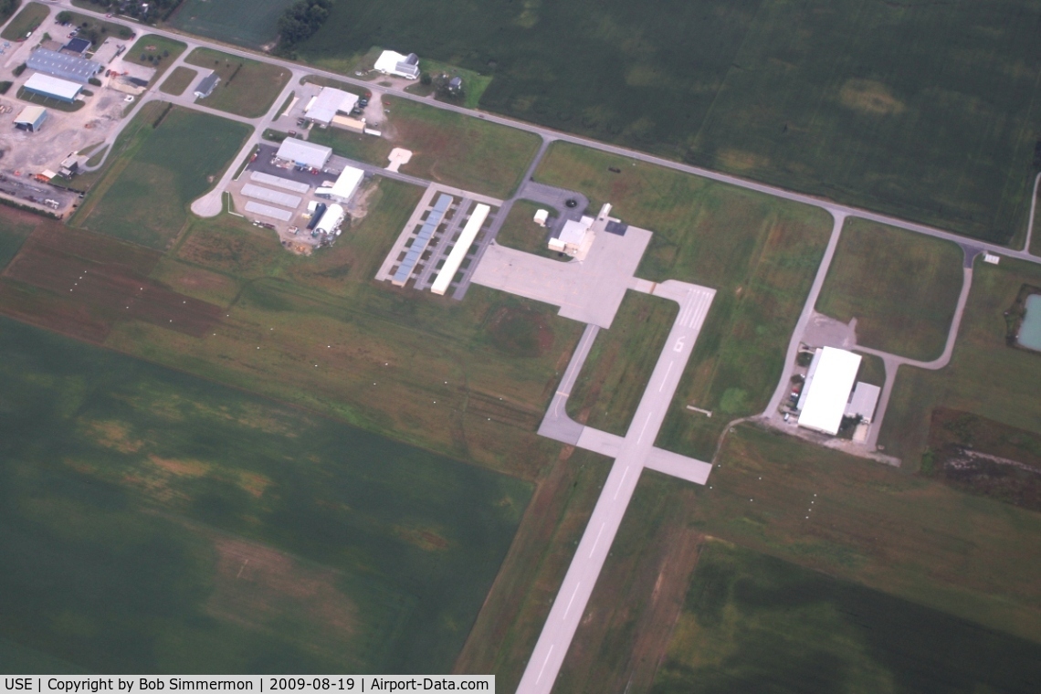Fulton County Airport (USE) - View of the ramp and facilities from 4500'