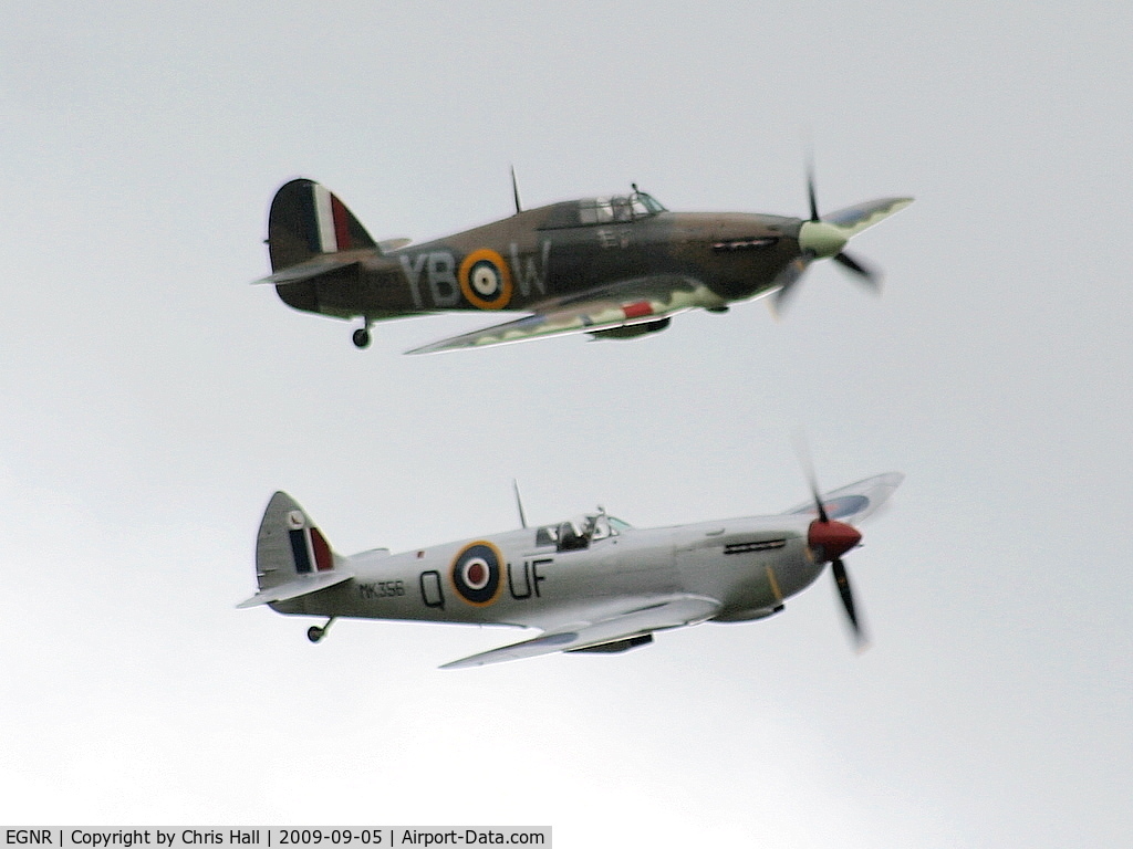 Hawarden Airport, Chester, England United Kingdom (EGNR) - Spitfire and Hurricane of the BBMF displaying at the Airbus families day