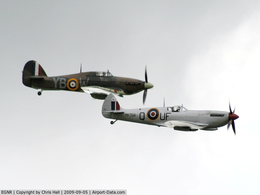 Hawarden Airport, Chester, England United Kingdom (EGNR) - Spitfire and Hurricane of the BBMF displaying at the Airbus families day