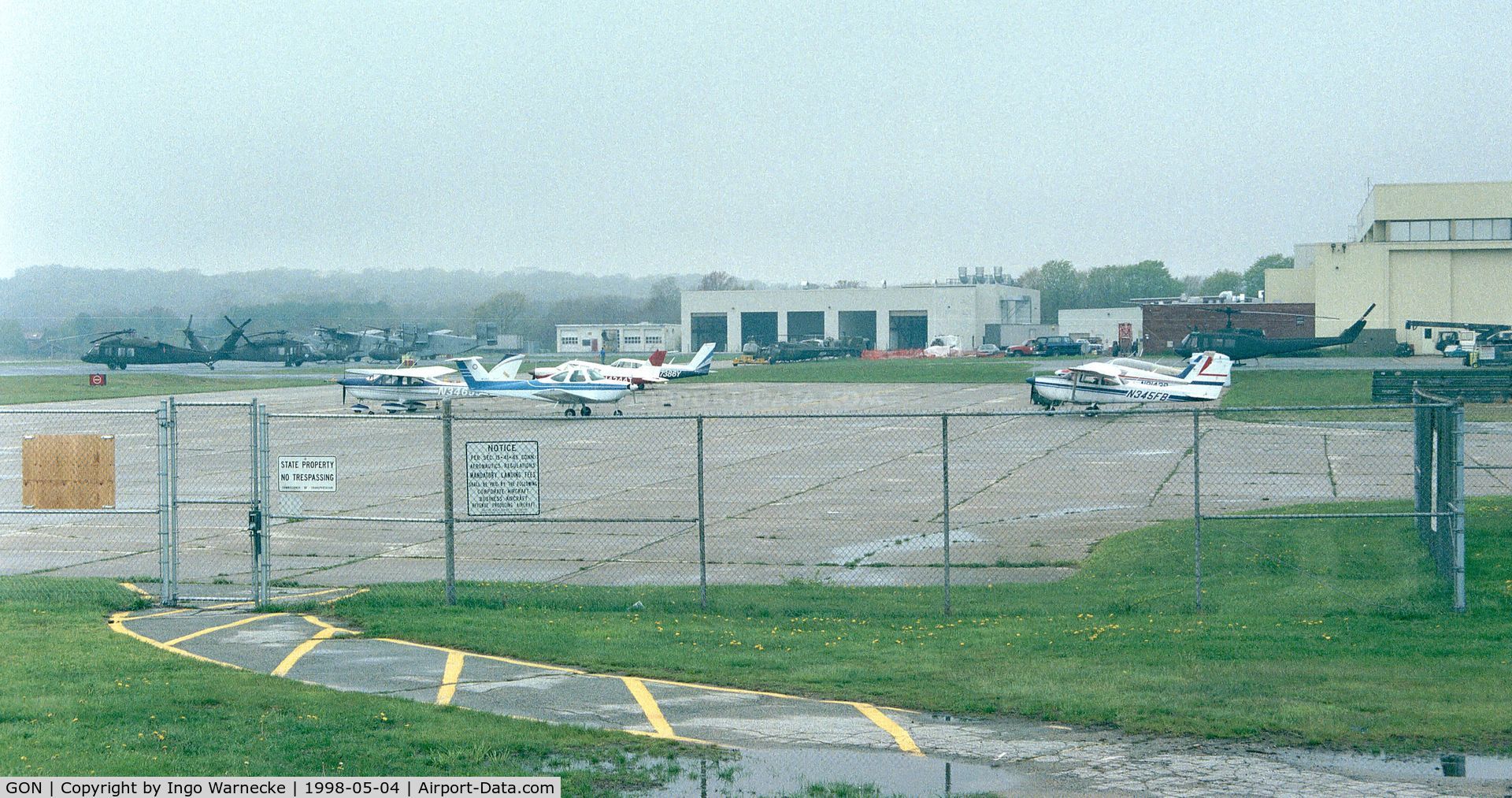 Groton-new London Airport (GON) - Groton-New London airport apron on a rainy day