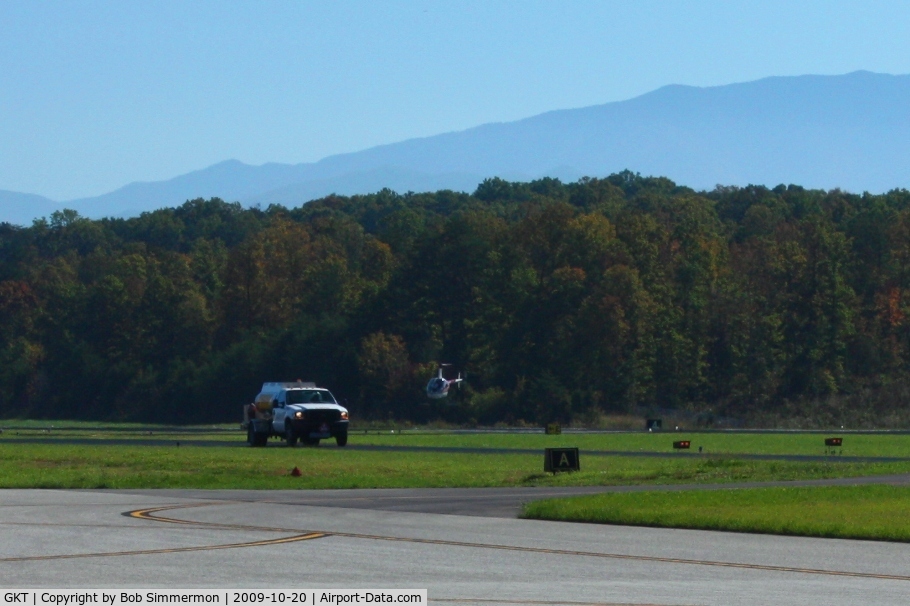 Gatlinburg-pigeon Forge Airport (GKT) - Helicopter activity and the fuel truck.