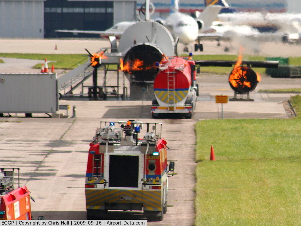 Liverpool John Lennon Airport, Liverpool, England United Kingdom (EGGP) - Fire training at Liverpool Airport