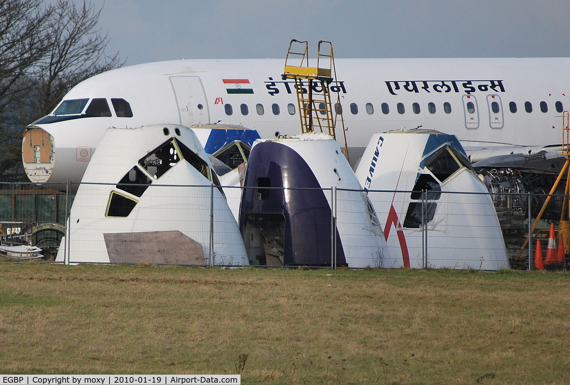 Kemble Airport, Kemble, England United Kingdom (EGBP) - Assorted noses in front of VT-EYF, Indian Airlines A320 