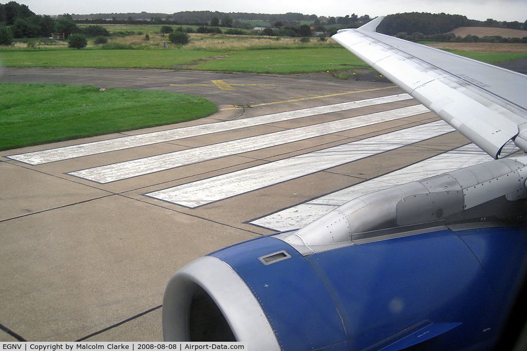 Durham Tees Valley Airport, Tees Valley, England United Kingdom (EGNV) - On board G-DBCF taking off from Rwy 05 at Durham Tes Valley Airport, UK in 2008.