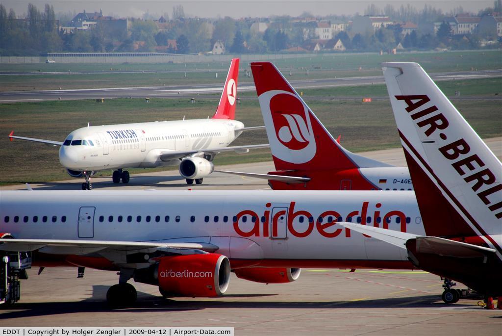 Tegel International Airport (closing in 2011), Berlin Germany (EDDT) - A bunch of red and white airplanes
