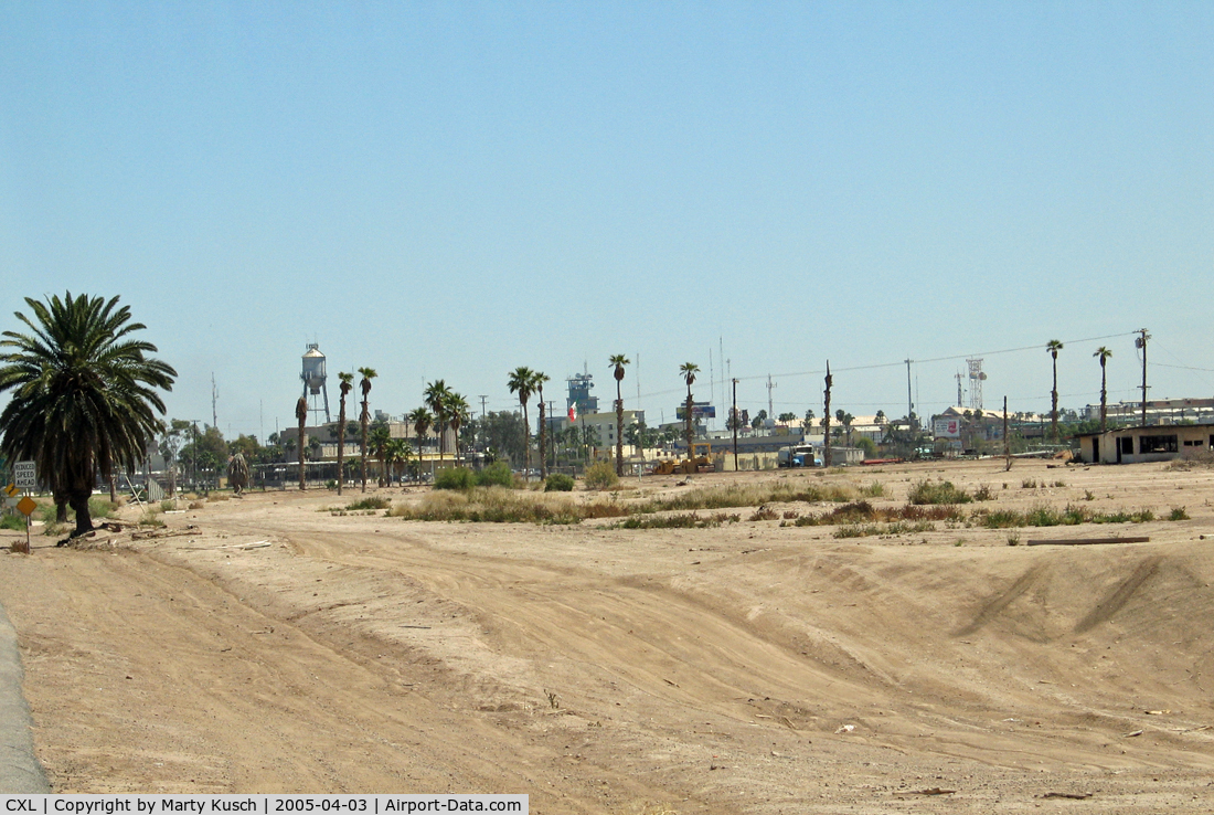 Calexico International Airport (CXL) - Mexico as seen from the airport parking lot looking South.