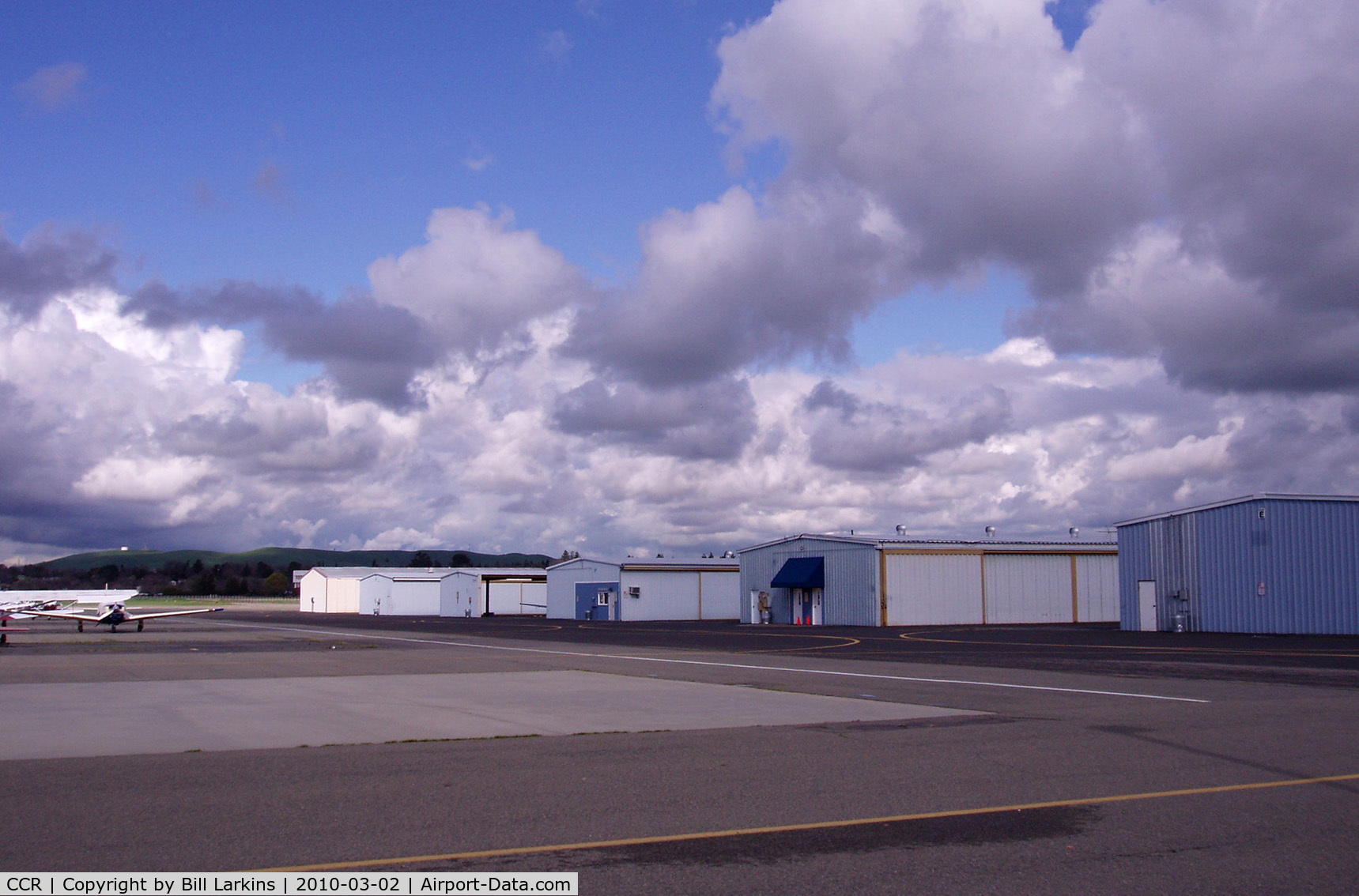 Buchanan Field Airport (CCR) - Small hangars on the East Ramp near Concord. Pilots lounge at the blue awning. 