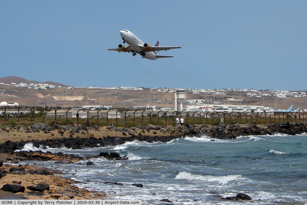 Arrecife Airport (Lanzarote Airport), Arrecife Spain (GCRR) - Jettime B737 takes off down wind from Arrecife