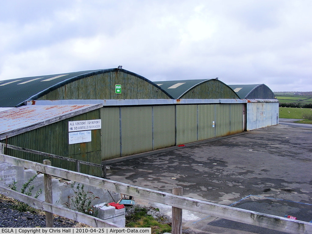 Bodmin Airfield Airport, Bodmin, England United Kingdom (EGLA) - Hangars at Bodmin Airfield