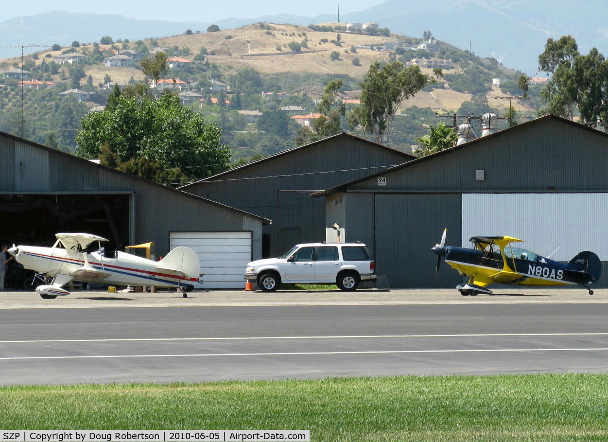 Santa Paula Airport (SZP) - A pair of fully aerobatic biplanes-N62DP STEEN SKYBOLT Experimental class vs. N80AS Pitts Aerobatics S-2B Production class