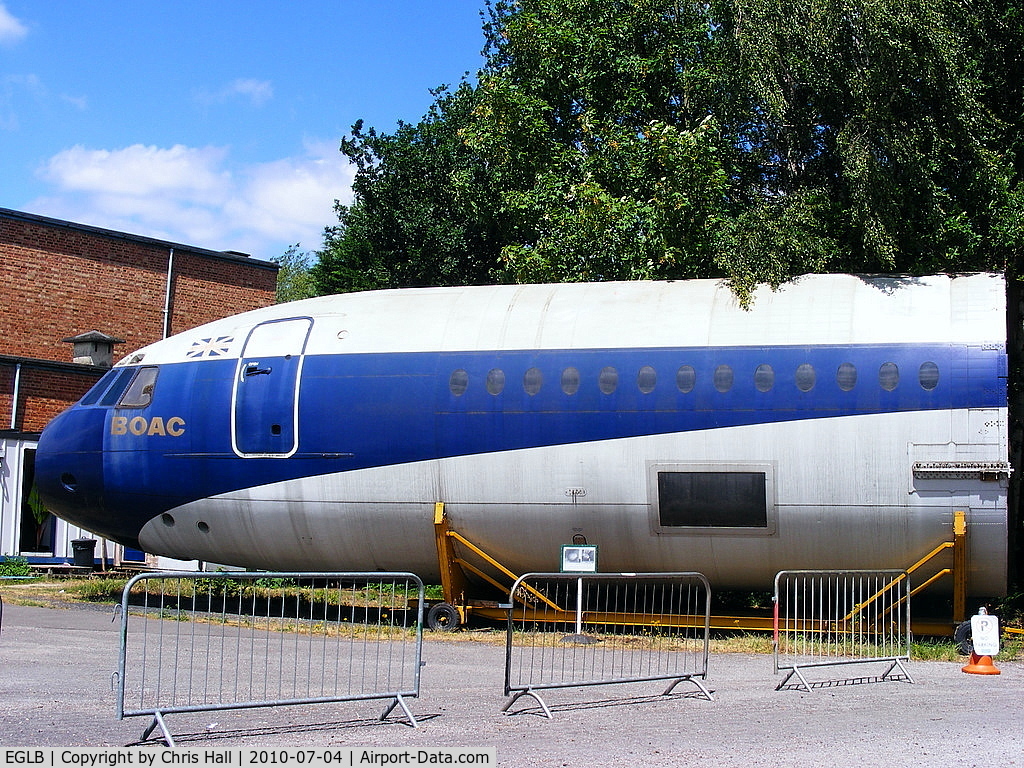EGLB Airport - VC-10 test shell at the Brooklands Museum, painted in BOAC colours