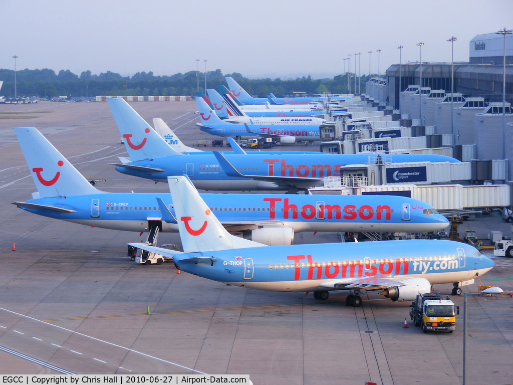 Manchester Airport, Manchester, England United Kingdom (EGCC) - Thomson dominating Terminal 2 at Manchester Airport