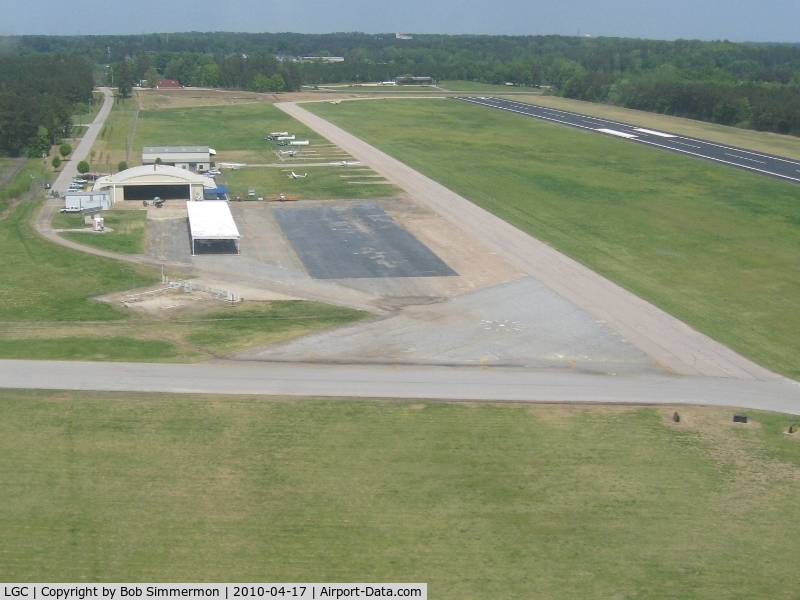 Lagrange-callaway Airport (LGC) - Departing RWY 31, looking NE at facilities on the north end of the field.