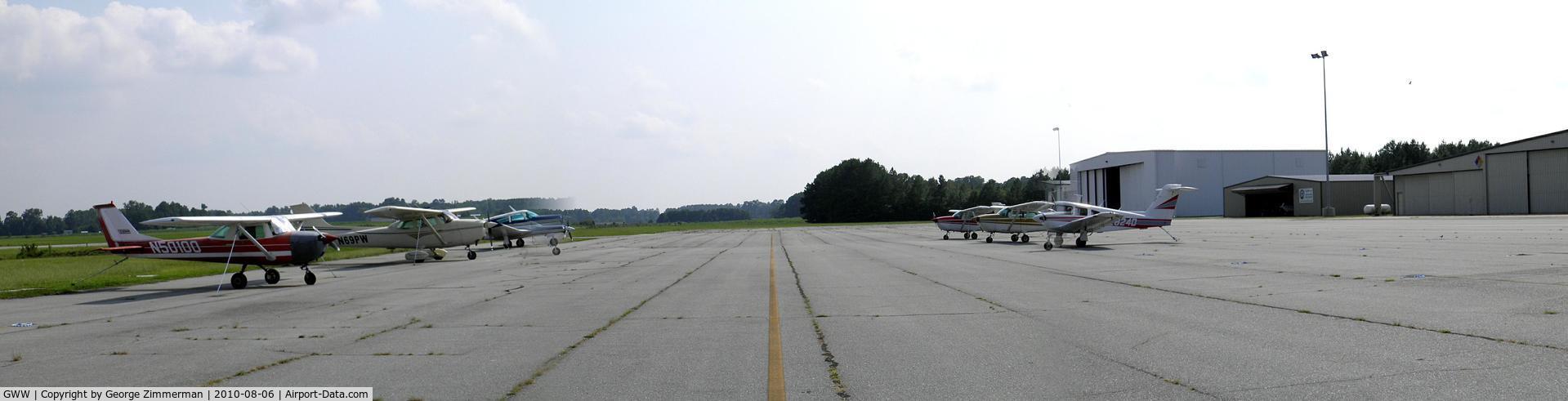Wayne Executive Jetport Airport (GWW) - Aircracft Parking and south hangers at Goldsboro-Wayne
