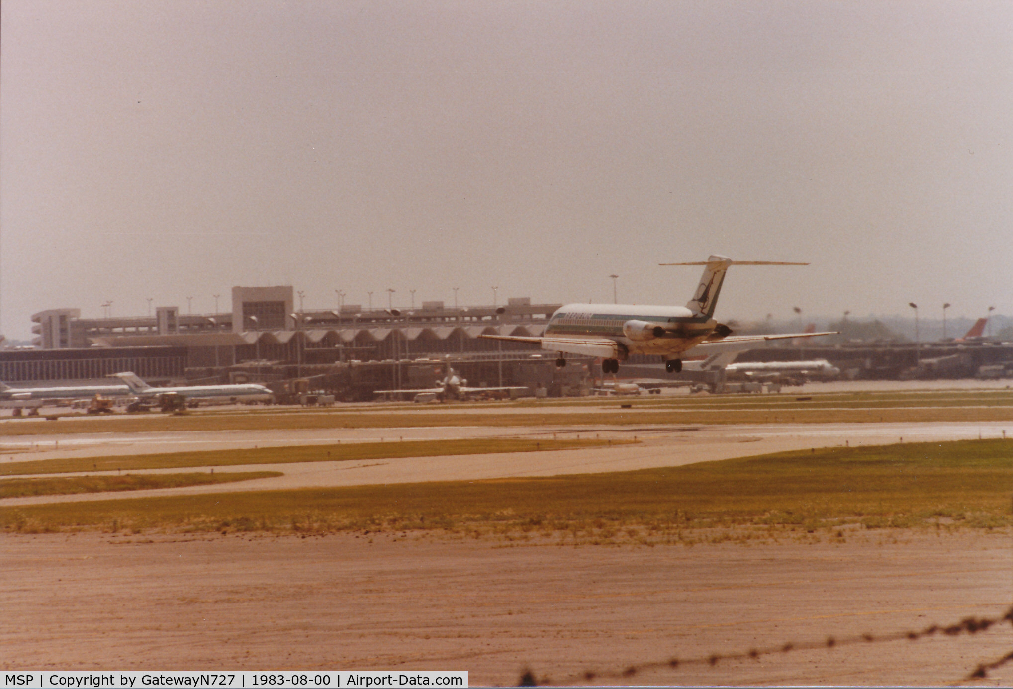 Minneapolis-st Paul Intl/wold-chamberlain Airport (MSP) - Republic DC-9 over the numbers rwy 11L.