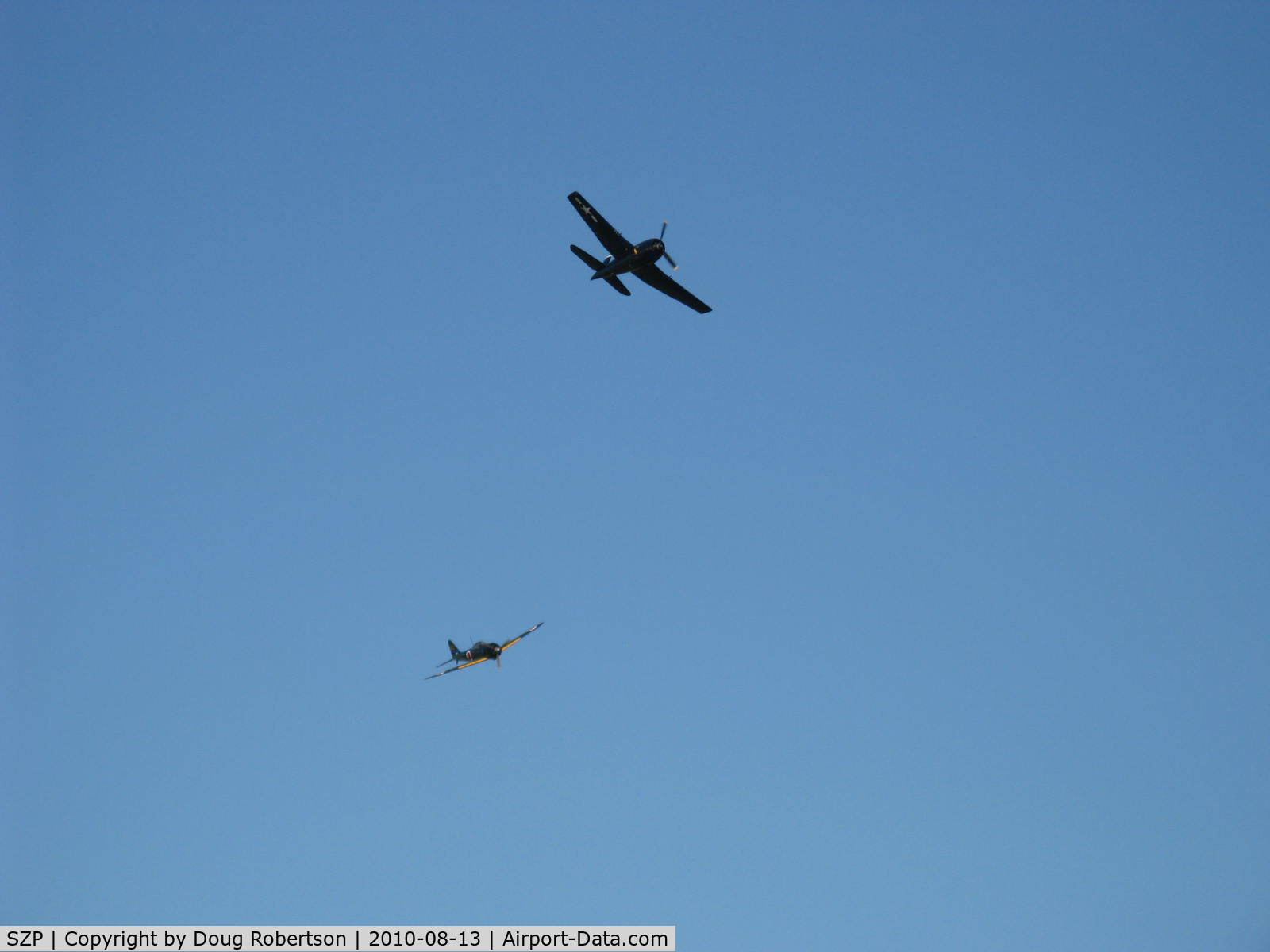 Santa Paula Airport (SZP) - Dogfight airshow practice-N712Z Mitsubishi A6M3 ZERO-SEN (ZEKE) vs. N1078Z S&S Special GRUMMAN F6F-6 HELLCAT 'Minsi III'