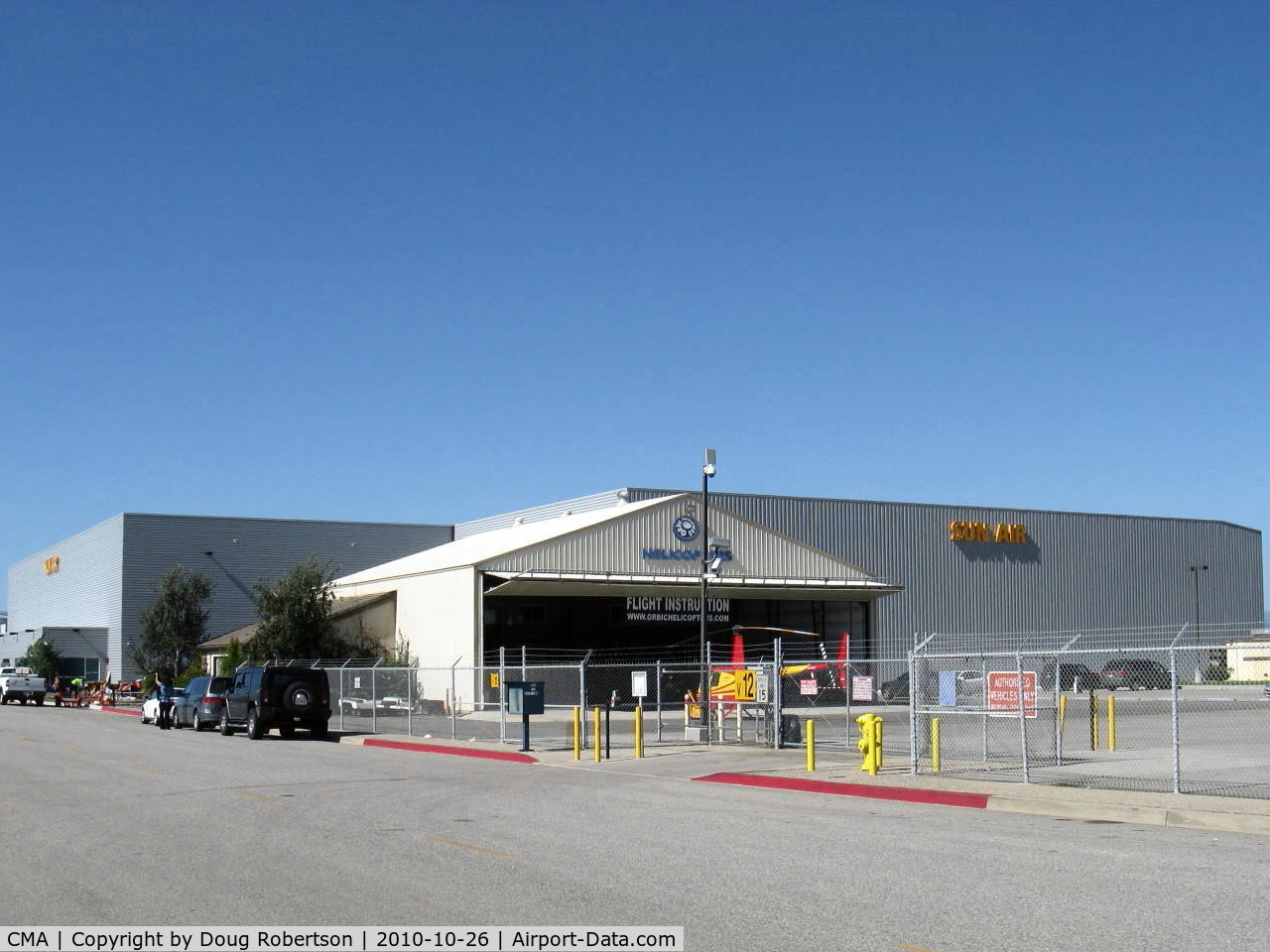 Camarillo Airport (CMA) - Two new completed SUN AIR JETS expansion executive aircraft hangars with 45,000 square feet of space adjacent ORBIC Helicopters-Robinson Dealer