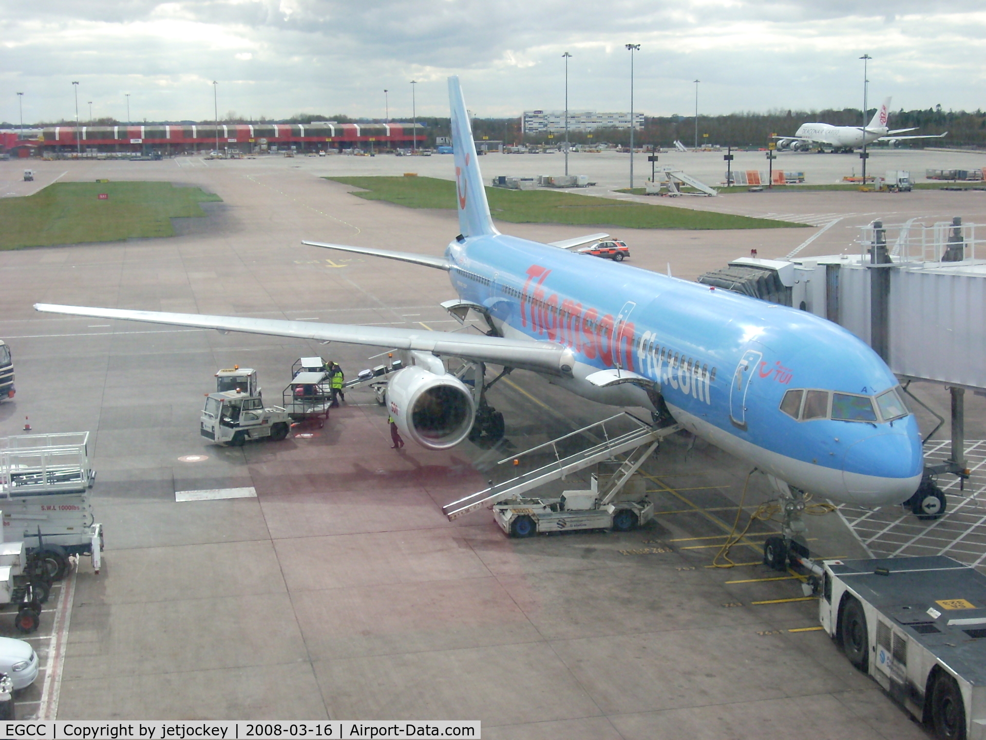 Manchester Airport, Manchester, England United Kingdom (EGCC) - Boeing 757 being prepared for a flight to Tenerife