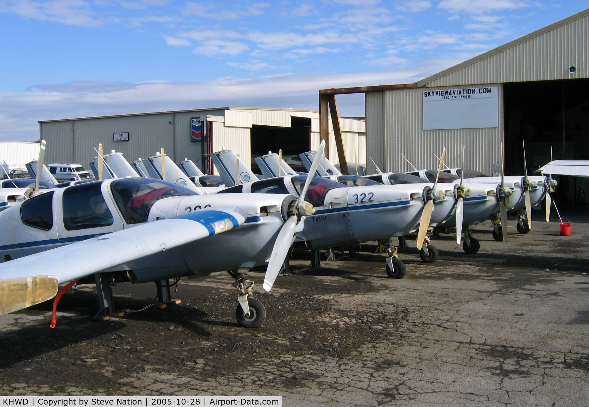 Hayward Executive Airport (HWD) - Company was converting ex-Israel Defence Force TB-20 Trinidads for civilian use in late 2005 and early 2006 - here is a line up of some of the fuselages