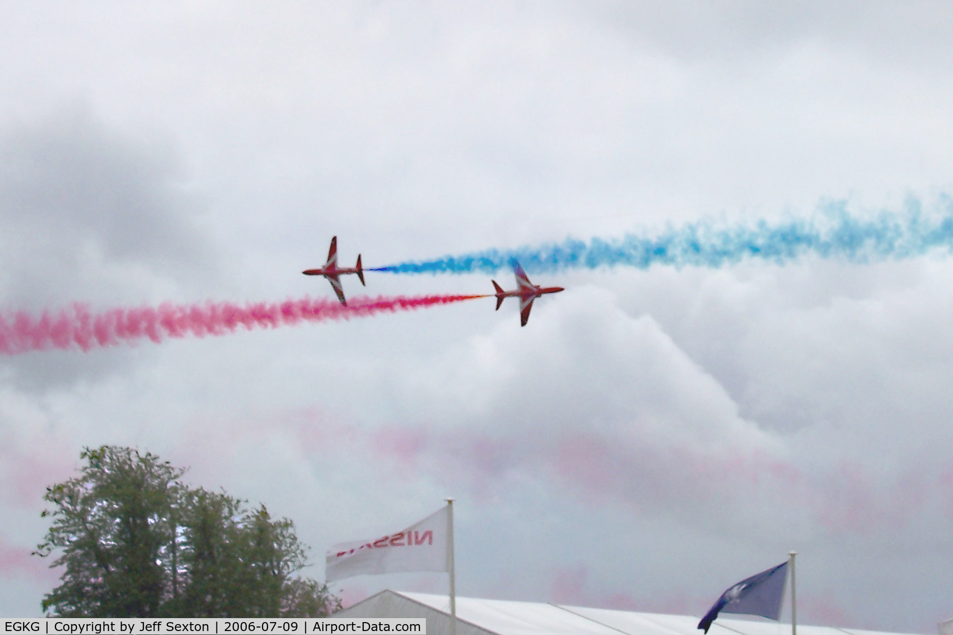 Goodwood Racecourse Heliport Airport, Goodwood Racecourse, England United Kingdom (EGKG) - Royal Air Force Red Arrows Display Team at 2006 Goodwood Festival of Speed. BAe Hawk Aircraft