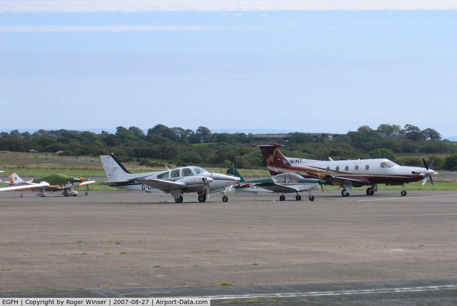 Swansea Airport, Swansea, Wales United Kingdom (EGFH) - Visiting aircraft on the apron.