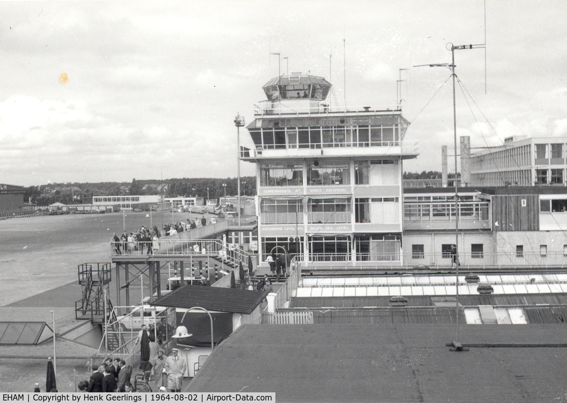 Amsterdam Schiphol Airport, Haarlemmermeer, near Amsterdam Netherlands (EHAM) - Schiphol Airport , Control Tower, 02 Aug 1964 

Scan from photo
