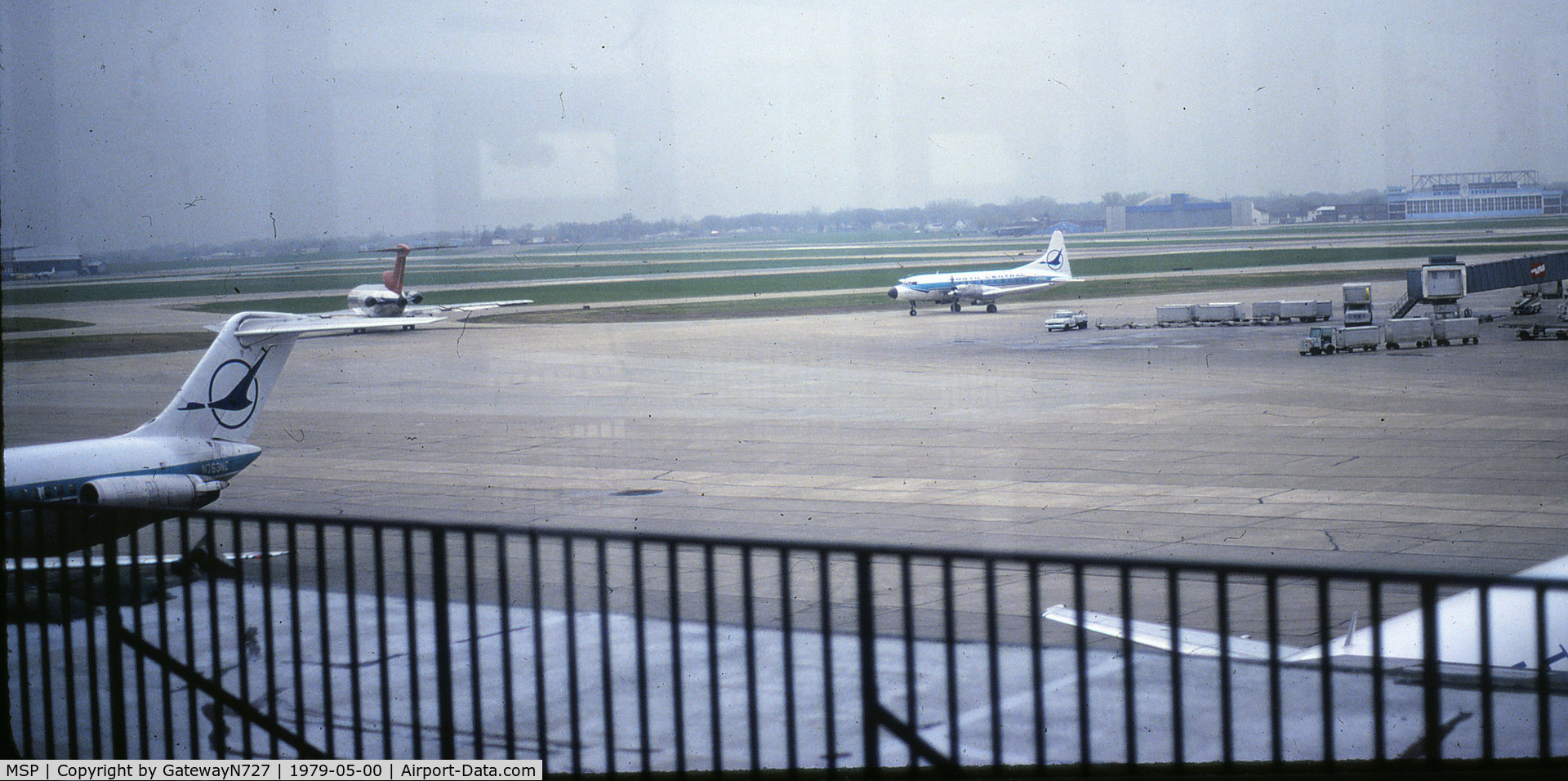 Minneapolis-st Paul Intl/wold-chamberlain Airport (MSP) - Taken from an observation deck long ago closed to the public on top of one of the concourses. N763NC on the left of the picture.