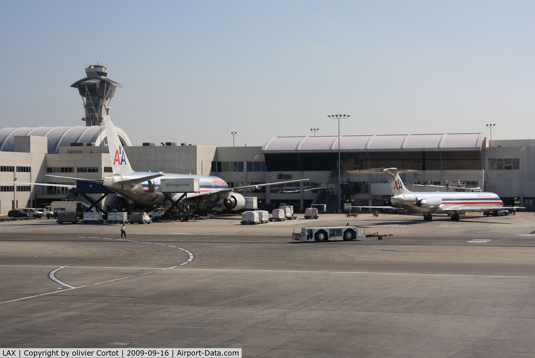 Los Angeles International Airport (LAX) - View on some AA aircrafts from the Air Tahiti Nui terminal.