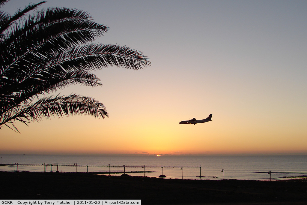 Arrecife Airport (Lanzarote Airport), Arrecife Spain (GCRR) - First ATR arrival of the day at sunrise at Lanzarote