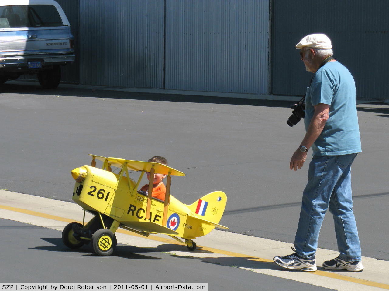 Santa Paula Airport (SZP) - Kiddie taxi practice at Pat Quinn's Museum Hangar ramp