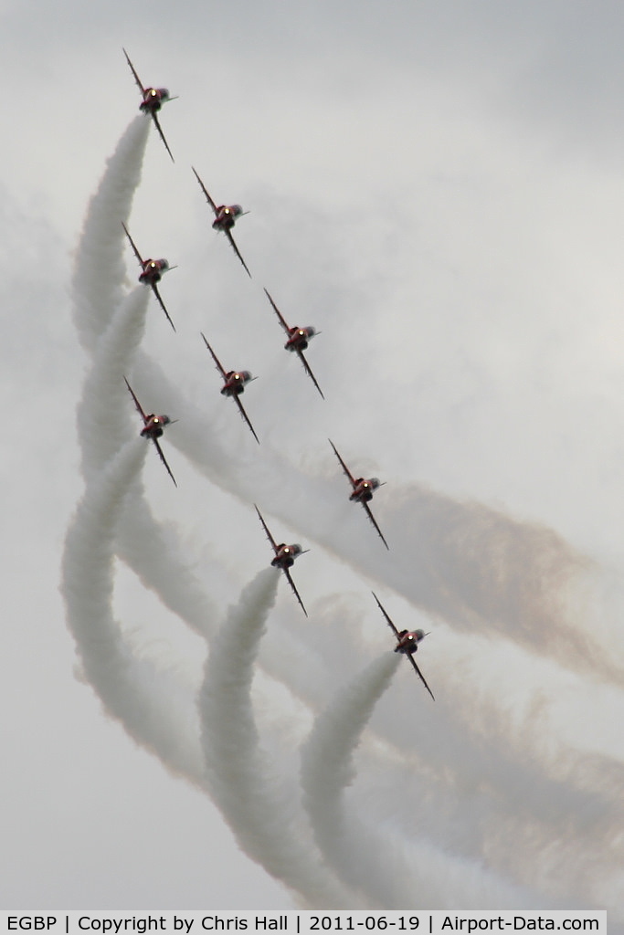 Kemble Airport, Kemble, England United Kingdom (EGBP) - Red Arrow's in Diamond formation