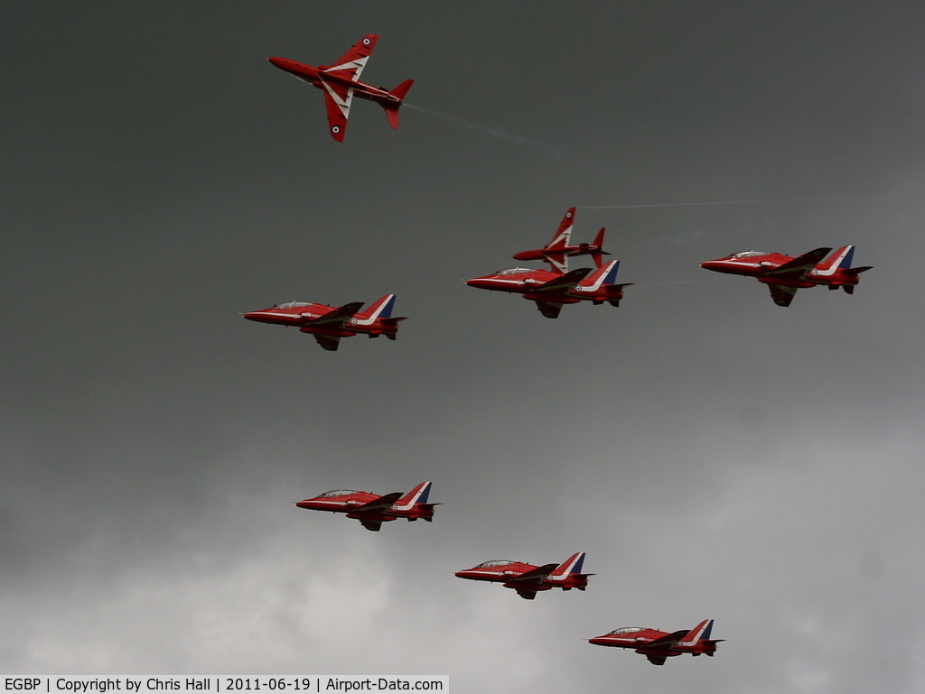 Kemble Airport, Kemble, England United Kingdom (EGBP) - Red Arrows displaying at the Cotswold Airshow