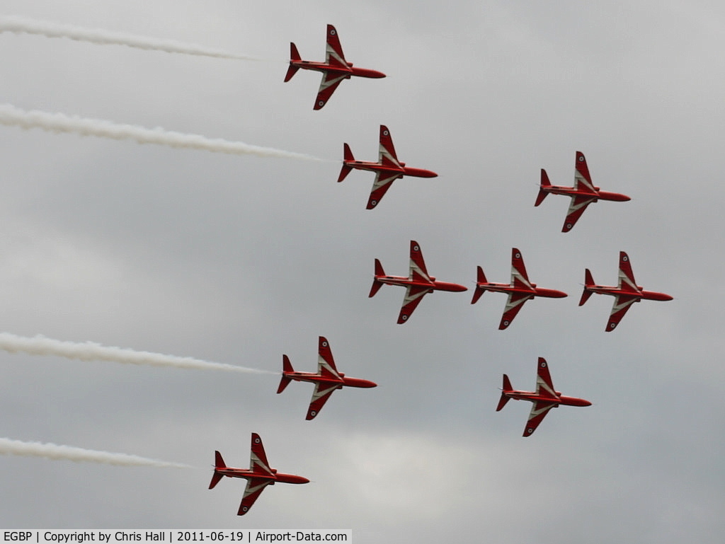 Kemble Airport, Kemble, England United Kingdom (EGBP) - Red Arrows in Typhoon formation