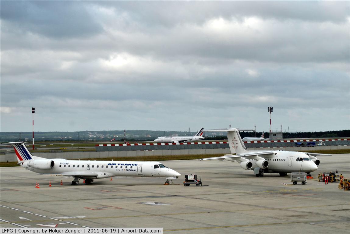 Paris Charles de Gaulle Airport (Roissy Airport), Paris France (LFPG) - View over apron at Terminal 4 to runway 08/26L