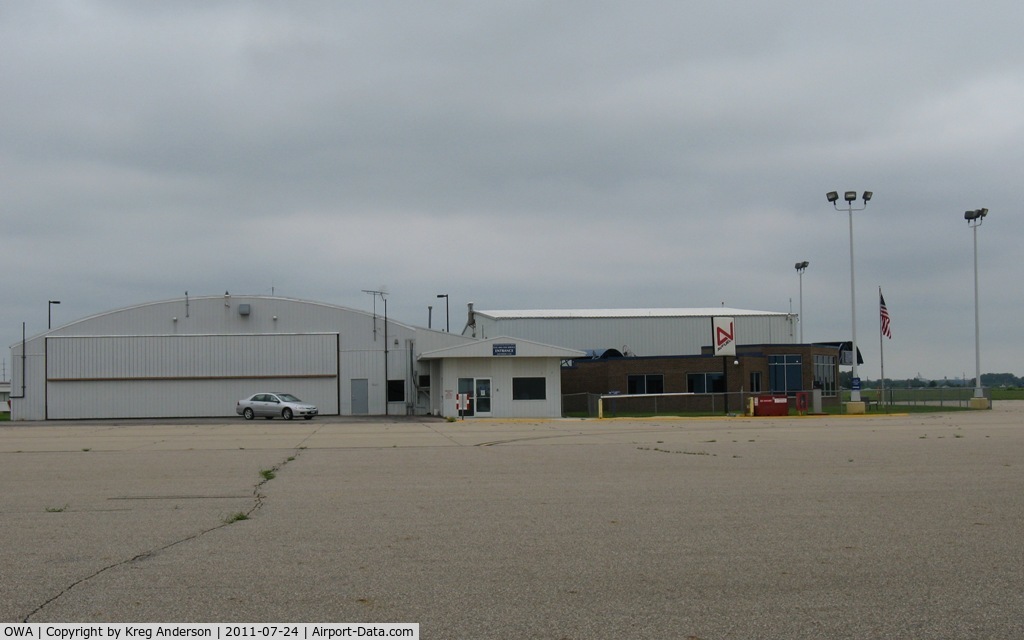 Owatonna Degner Regional Airport (OWA) - A view of the FBO and terminal building from the ramp at Owatonna Degner Regional Airport in Owatonna, MN.