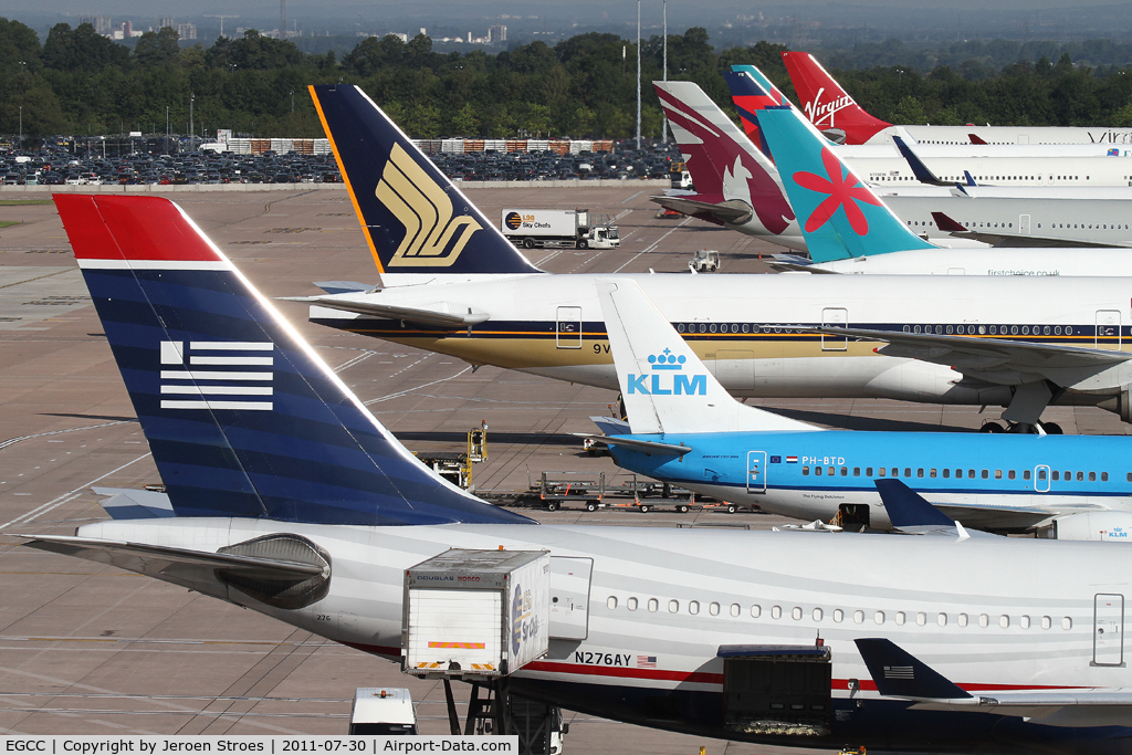 Manchester Airport, Manchester, England United Kingdom (EGCC) - many livery's in one view