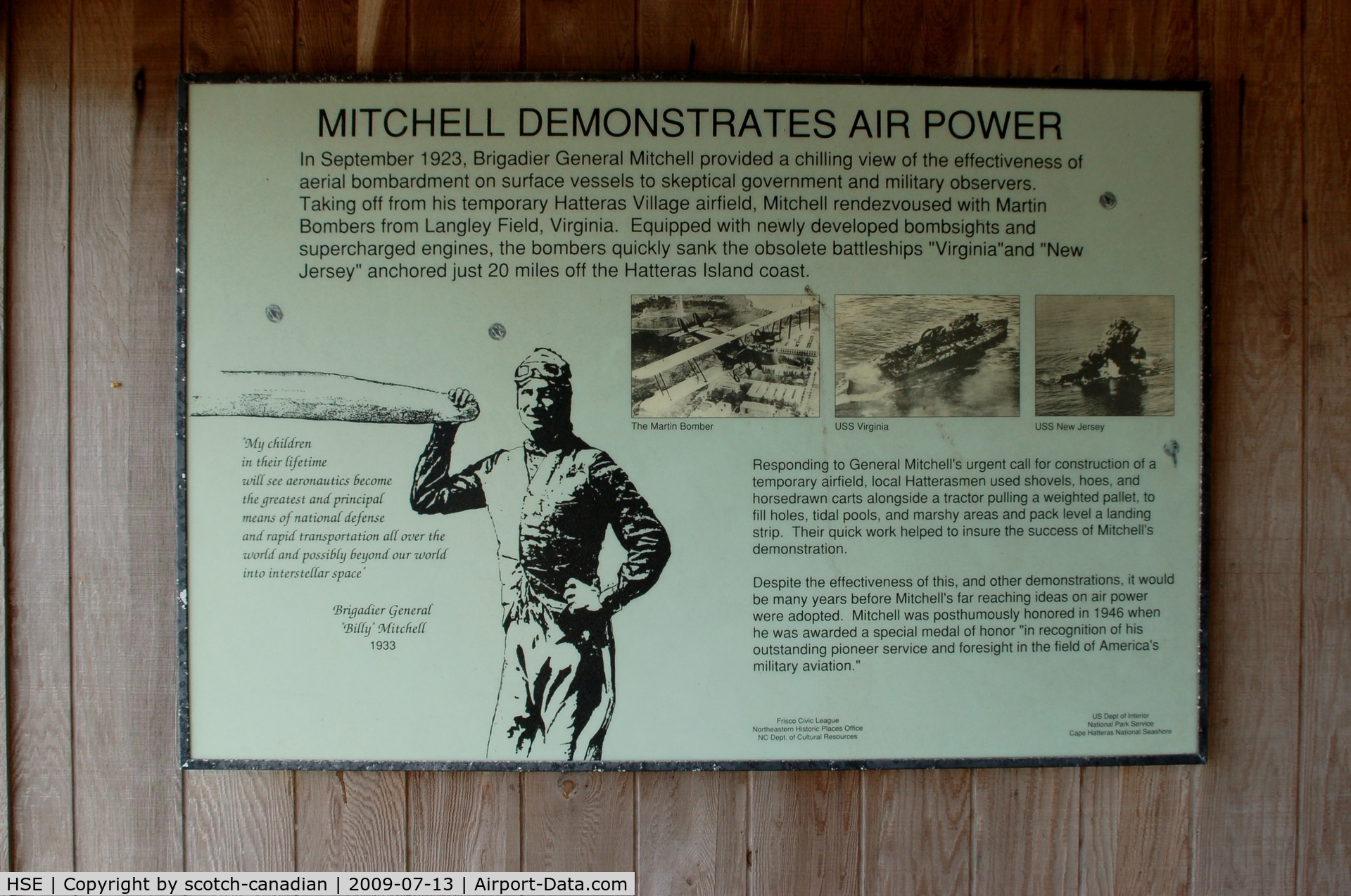 Billy Mitchell Airport (HSE) - Sign at Billy Mitchell Airport, Frisco, NC