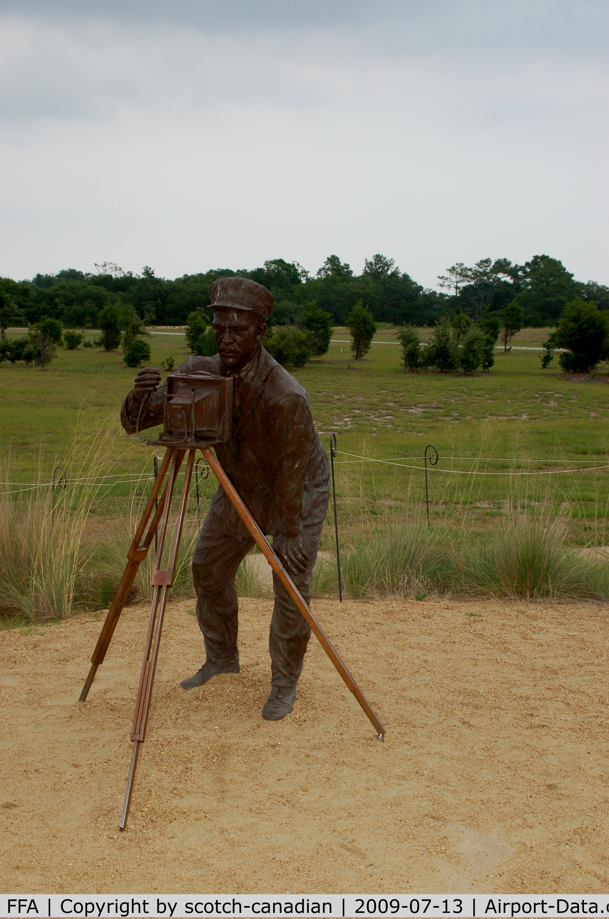First Flight Airport (FFA) - Sculpture of John Daniels at the Wright Brothers National Memorial, Kill Devil Hills, NC