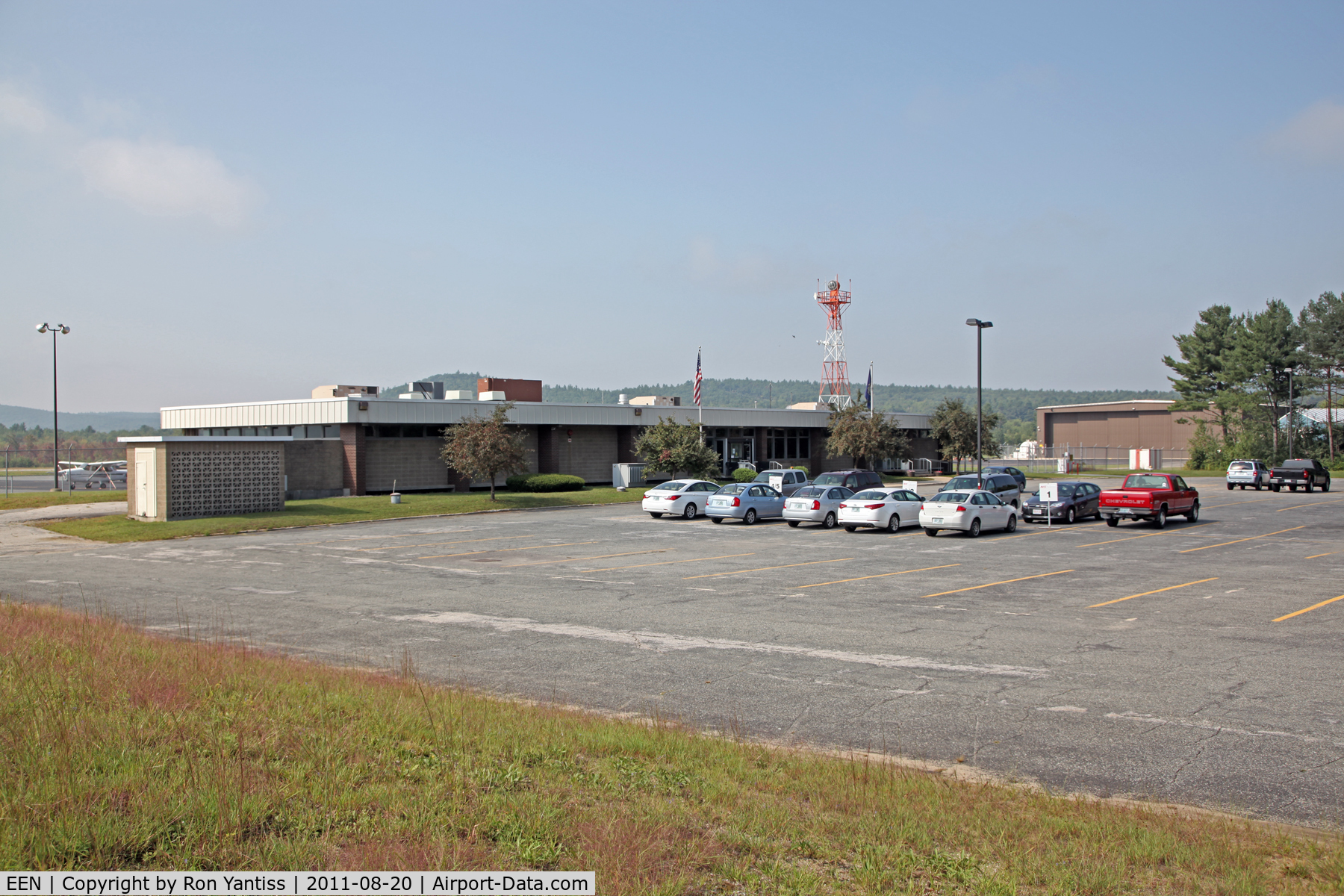 Dillant-hopkins Airport (EEN) - Terminal and parking area at Dillant-Hopkins Airport, Keene, NH