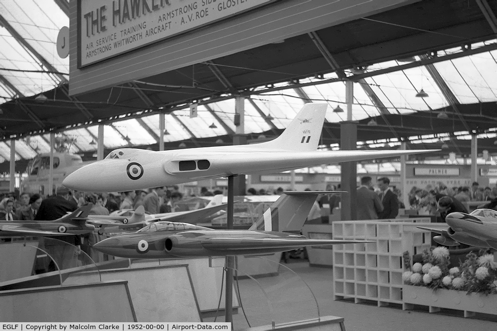 Farnborough Airfield Airport, Farnborough, England United Kingdom (EGLF) - Avro Vulcan. A model on display at the Farnborough Air Show in 1952.