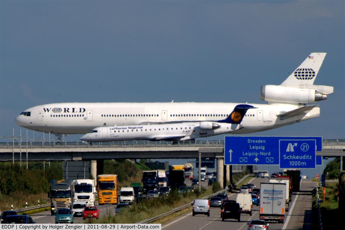 Leipzig/Halle Airport, Leipzig/Halle Germany (EDDP) - Two airplanes on both eastern motorway bridges in a race for the quickest take-off. The small one won at least.