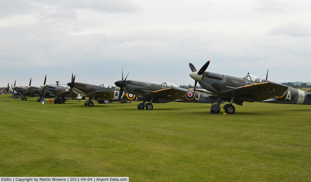 Duxford Airport, Cambridge, England United Kingdom (EGSU) - THE FLIGHT LINE AT THE 75TH ANNIVERSARY OF THE SPITFIRE AIRSHOW.