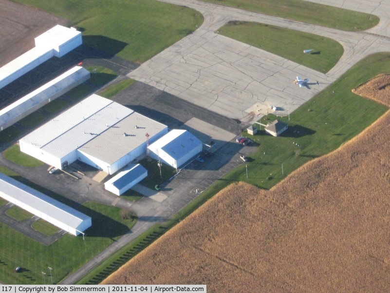 Piqua Airport- Hartzell Field Airport (I17) - View of the ramp, looking NW from 2500'